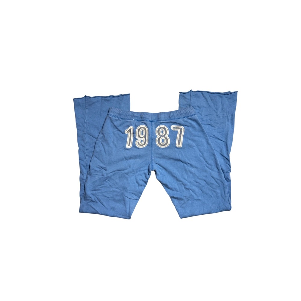 Aeropostale Womens Blue 1987 Applique Flare Leg Sweatpants